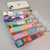 Κοντό φορητό μενταγιόν, έγχρωμο μοτίβο, υφαντό λουρί, γενική θήκη τηλεφώνου με ιμάντα καρπού γενικής χρήσης, λουράκι κινητού τηλεφώνου