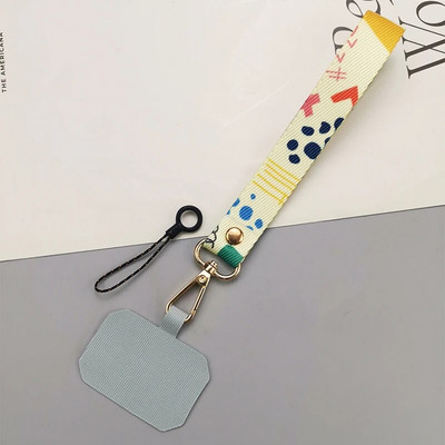 Κοντό φορητό μενταγιόν, έγχρωμο μοτίβο, υφαντό λουρί, γενική θήκη τηλεφώνου με ιμάντα καρπού γενικής χρήσης, λουράκι κινητού τηλεφώνου