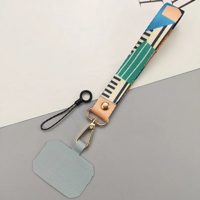 Κοντό φορητό μενταγιόν, έγχρωμο μοτίβο, υφαντό λουρί, γενική θήκη τηλεφώνου με ιμάντα καρπού γενικής χρήσης, λουράκι κινητού τηλεφώνου