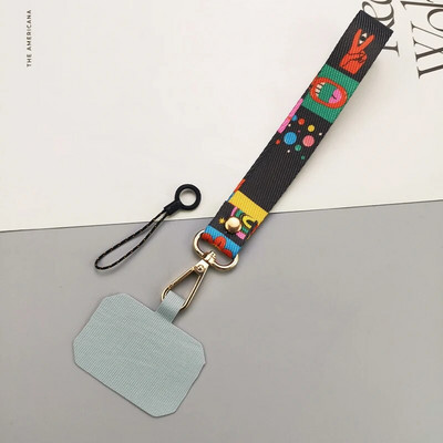 Κοντό φορητό μενταγιόν, έγχρωμο μοτίβο, υφαντό λουρί, γενική θήκη τηλεφώνου με ιμάντα καρπού γενικής χρήσης, λουράκι κινητού τηλεφώνου