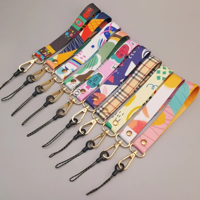 Κοντό φορητό μενταγιόν, έγχρωμο μοτίβο, υφαντό λουρί, γενική θήκη τηλεφώνου με ιμάντα καρπού γενικής χρήσης, λουράκι κινητού τηλεφώνου