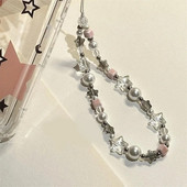 INS Korea Star Cute Charm Akrüülist pärlite imitatsiooniga telefonikett Sweet Accessories Kingitus Käevõru Unisex Tüdrukutele Ehted
