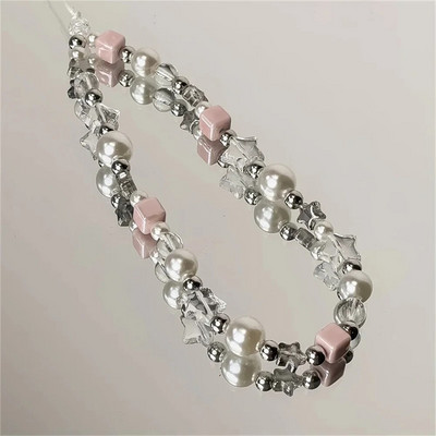 INS Korea Star Cute Charm Akrüülist pärlite imitatsiooniga telefonikett Sweet Accessories Kingitus Käevõru Unisex Tüdrukutele Ehted