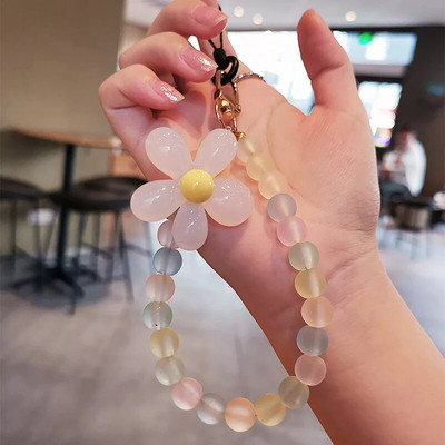 Īsi ziedi Mobilais telefons, siksniņa Candy krāsa plaukstas virve Rokassprādze pret pazaudēšanu tālruņa futrālis, atslēgu piekariņš, meiteņu soma, aksesuārs