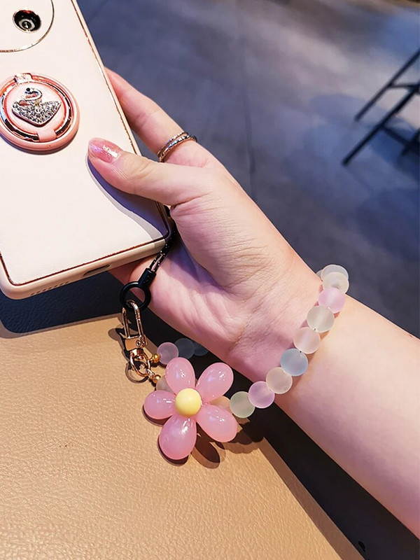 Īsi ziedi Mobilais telefons, siksniņa Candy krāsa plaukstas virve Rokassprādze pret pazaudēšanu tālruņa futrālis, atslēgu piekariņš, meiteņu soma, aksesuārs