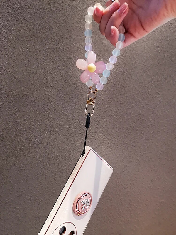 Īsi ziedi Mobilais telefons, siksniņa Candy krāsa plaukstas virve Rokassprādze pret pazaudēšanu tālruņa futrālis, atslēgu piekariņš, meiteņu soma, aksesuārs