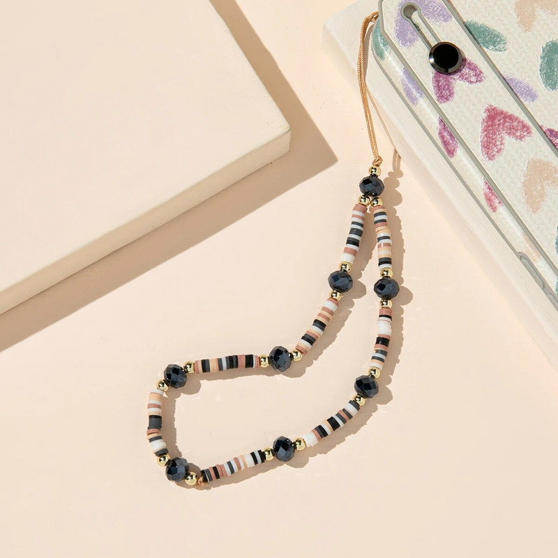 1 kom. remen za mobilni telefon, silikonski lanac od kuglica, privjesak s cvijetom, meki lanac od perli od keramike, torbica za mobitel, viseća uzica, ogrlica, uže