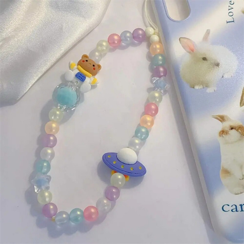 1 kom. remen za mobilni telefon, silikonski lanac od kuglica, privjesak s cvijetom, meki lanac od perli od keramike, torbica za mobitel, viseća uzica, ogrlica, uže