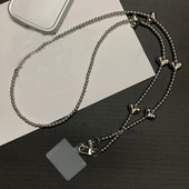 Luksusa mobilais tālrunis Corssbody Virves siksnas Sliver Love Heart Beads rokassprādzes ķēde iPhone 14 13 12 Pro Max Samsung Flip 3 4