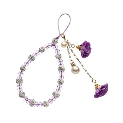 Modes kulons ziedu rokassprādze Mobilā tālruņa aukla Kristāla tālruņa siksniņas Piekarināma virve Siksna Rokas virve Pretnozaudēšanas aukla