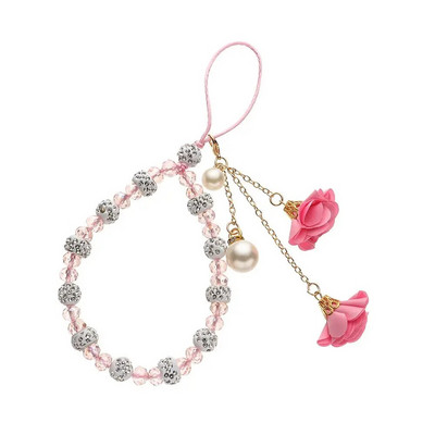 Modes kulons ziedu rokassprādze Mobilā tālruņa aukla Kristāla tālruņa siksniņas Piekarināma virve Siksna Rokas virve Pretnozaudēšanas aukla