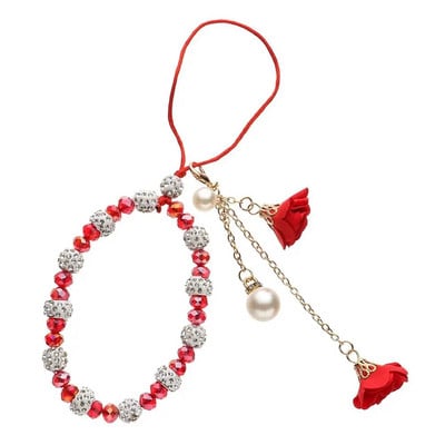 Modes kulons ziedu rokassprādze Mobilā tālruņa aukla Kristāla tālruņa siksniņas Piekarināma virve Siksna Rokas virve Pretnozaudēšanas aukla