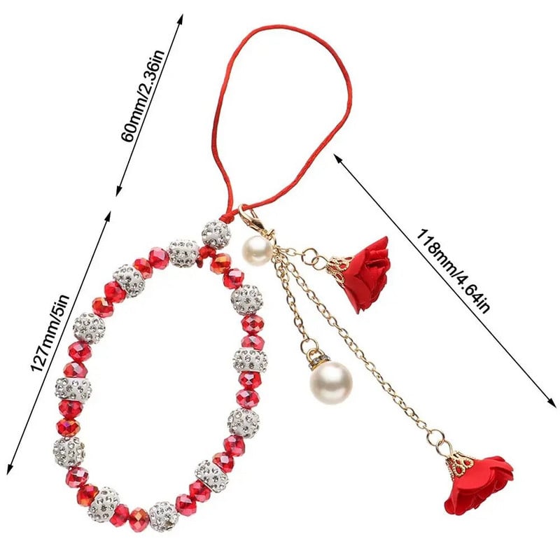 Modes kulons ziedu rokassprādze Mobilā tālruņa aukla Kristāla tālruņa siksniņas Piekarināma virve Siksna Rokas virve Pretnozaudēšanas aukla