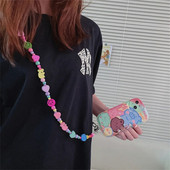 Koreja Cute Star Crossbody Virves siksnas tālruņa rokassprādze Sievietēm Pērļu ķēde mobilā tālruņa kulons, šarms pret pazaudēšanu štropes rotaslietas