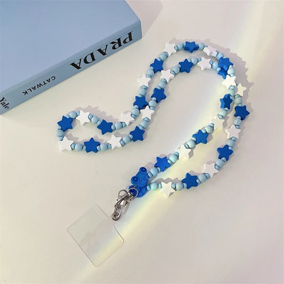 Koreja Cute Star Crossbody Virves siksnas tālruņa rokassprādze Sievietēm Pērļu ķēde mobilā tālruņa kulons, šarms pret pazaudēšanu štropes rotaslietas