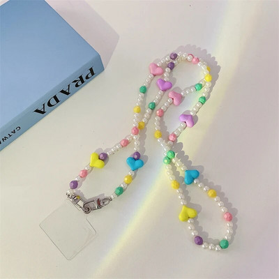 Koreja Cute Star Crossbody Virves siksnas tālruņa rokassprādze Sievietēm Pērļu ķēde mobilā tālruņa kulons, šarms pret pazaudēšanu štropes rotaslietas