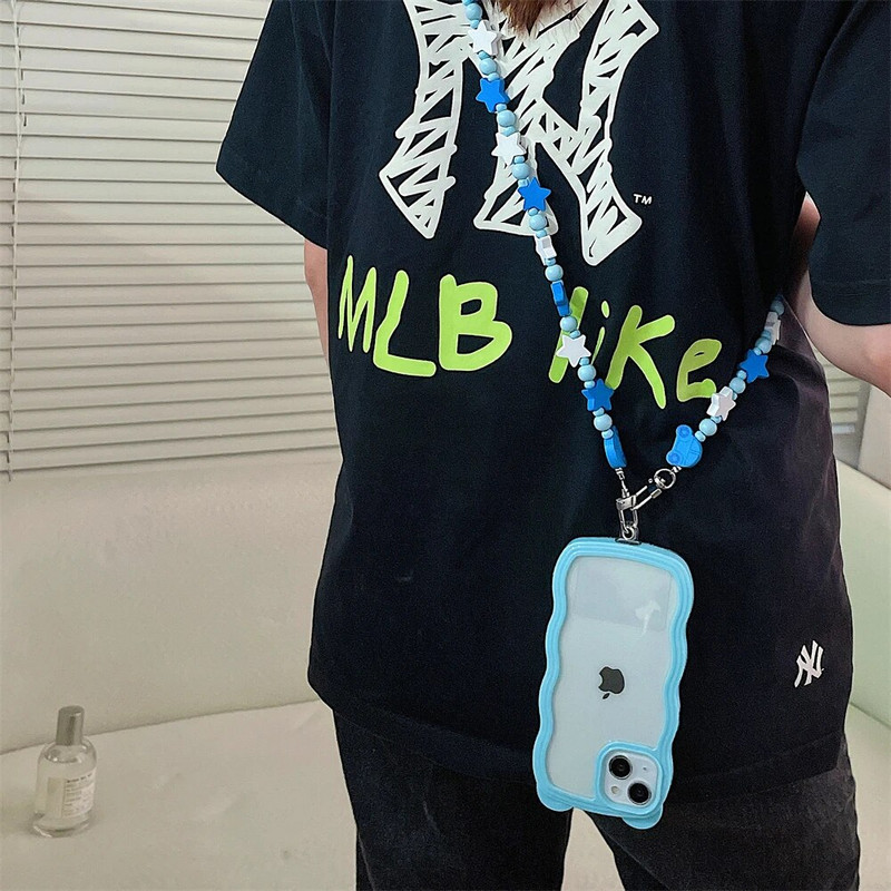 Koreja Cute Star Crossbody Virves siksnas tālruņa rokassprādze Sievietēm Pērļu ķēde mobilā tālruņa kulons, šarms pret pazaudēšanu štropes rotaslietas