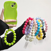Coreeană drăguță bomboane acrilice cu margele pentru lanț de telefon pentru iPhone, femei, fete, anti-pierdute de husă pentru telefon, curea, accesorii de bijuterii