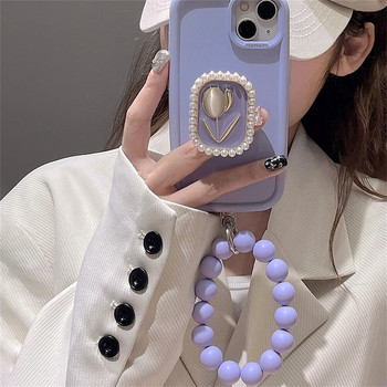 Корейски сладки бонбони Верижка за телефон с акрилни мъниста Връзка за iPhone Жени Момиче Анти-загубен калъф за телефон Каишка Чар Бижута Аксесоари
