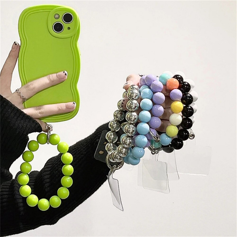 Coreeană drăguță bomboane acrilice cu margele pentru lanț de telefon pentru iPhone, femei, fete, anti-pierdute de husă pentru telefon, curea, accesorii de bijuterii