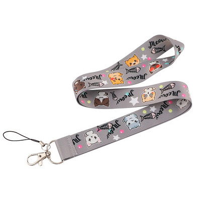 JF0080 Jauka, melna kaķa aukla, suņa ķepas kakla siksna atslēgai ID kartei mobilā tālruņa siksniņas žetonu turētājs DIY piekāršanas virves piederumi