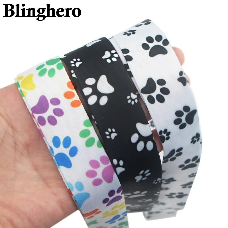 JF0080 Jauka, melna kaķa aukla, suņa ķepas kakla siksna atslēgai ID kartei mobilā tālruņa siksniņas žetonu turētājs DIY piekāršanas virves piederumi