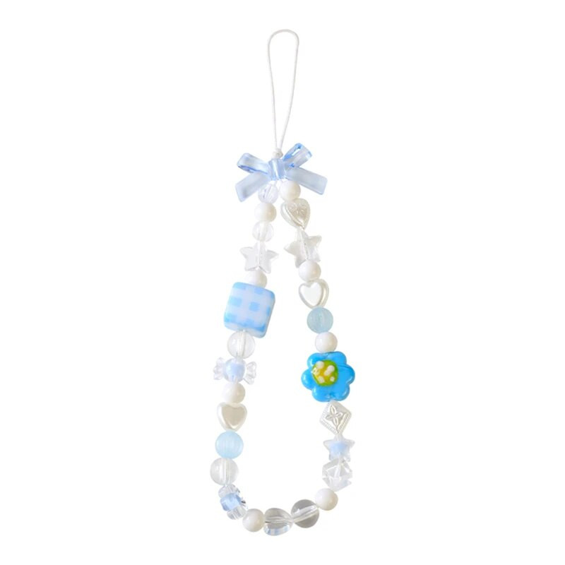 Korea magusavärviline lilleline süda helmestega mobiiltelefoni kett, naised tüdrukud, armsad multikad karu vibusõlme telefoniümbris, kaelapael.