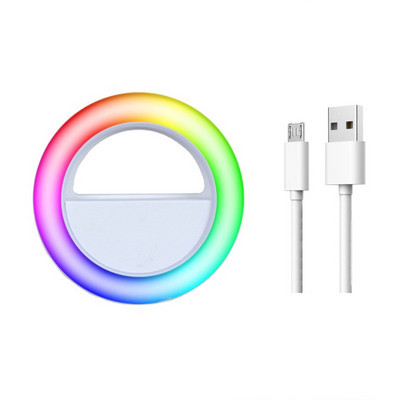 Lumină inel pentru selfie cu LED pentru lentile de telefon mobil Lumini portabile RGB colorate pentru lampă bliț pentru telefonul mobil YouTube Iluminare de umplere live