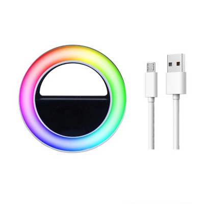 Lumină inel pentru selfie cu LED pentru lentile de telefon mobil Lumini portabile RGB colorate pentru lampă bliț pentru telefonul mobil YouTube Iluminare de umplere live