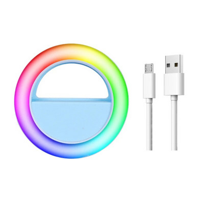 Lumină inel pentru selfie cu LED pentru lentile de telefon mobil Lumini portabile RGB colorate pentru lampă bliț pentru telefonul mobil YouTube Iluminare de umplere live