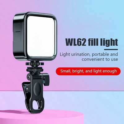 WL62 Φορητό LED βίντεο Mini Fill Light για κάμερα Smartphone GoPro Laptop Universal Selfie Adjustable Photography Lamp