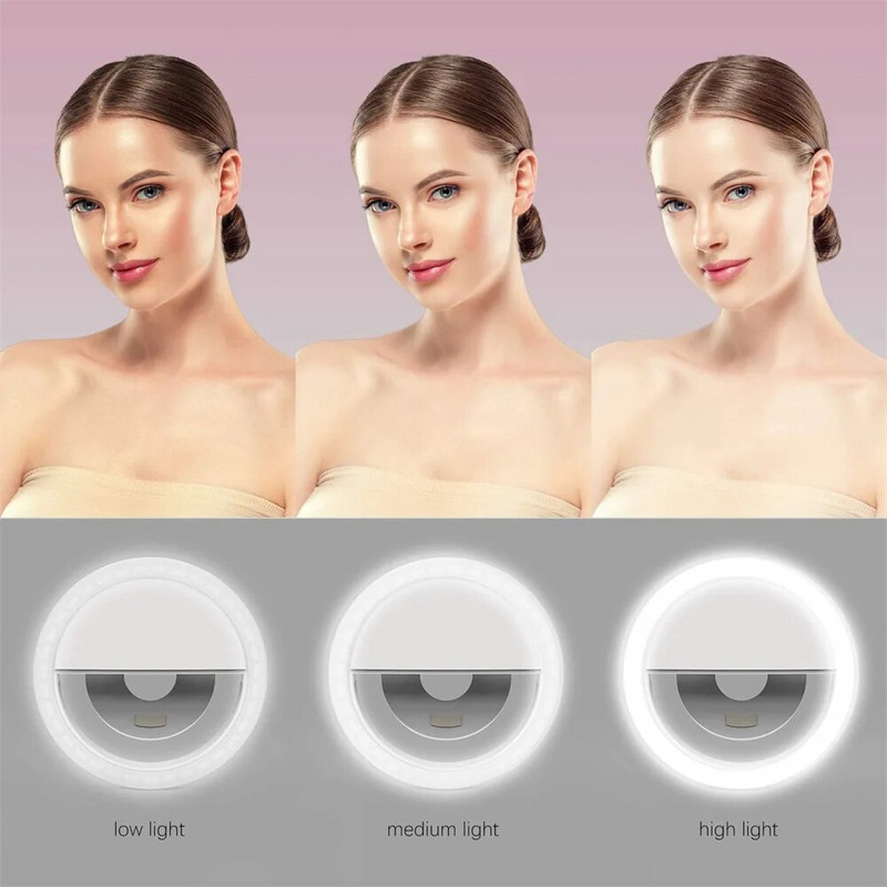 USB Charge Led Selfie Ring Light Lens za mobilni telefon Selfie Lamp Ring za iPhone 14 13 Pro Max Samsung Xiaomi Phone Selfie Light