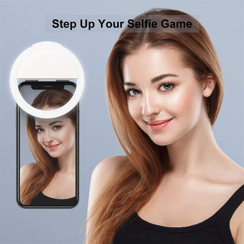 USB Charge Led Selfie Ring Light Lens za mobilni telefon Selfie Lamp Ring za iPhone 14 13 Pro Max Samsung Xiaomi Phone Selfie Light