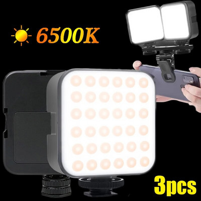 6500K LED видео светлина Camera Fill Lights Мини преносимо фотографско осветление за DJI Sony Gopro мобилен телефон Светкавици за селфи