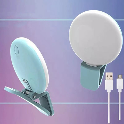 Mini Selfie Ring Light LED Flash Telefon Lentilă Lumină USB Reîncărcabil Clip Telefon mobil Lampă de umplere Femei Selfie Lights