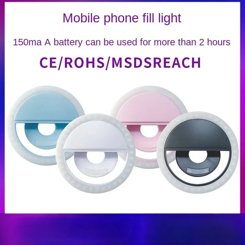 USB uzlādes LED pašbildes gredzena gaisma mobilā tālruņa objektīva LED pašbildes lampas gredzens iPhone tālrunim Samsung Xiaomi tālruņa pašbildes gaisma