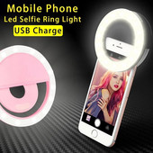 Lumină inelă Lumină pentru selfie Clip pentru lumină pentru iPhone Samsung POCO Lumină telefon Inel Video Lampă foto Lanternă Lumină din spate Încărcare USB