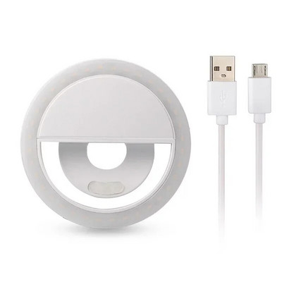 Lumină inelă Lumină pentru selfie Clip pentru lumină pentru iPhone Samsung POCO Lumină telefon Inel Video Lampă foto Lanternă Lumină din spate Încărcare USB