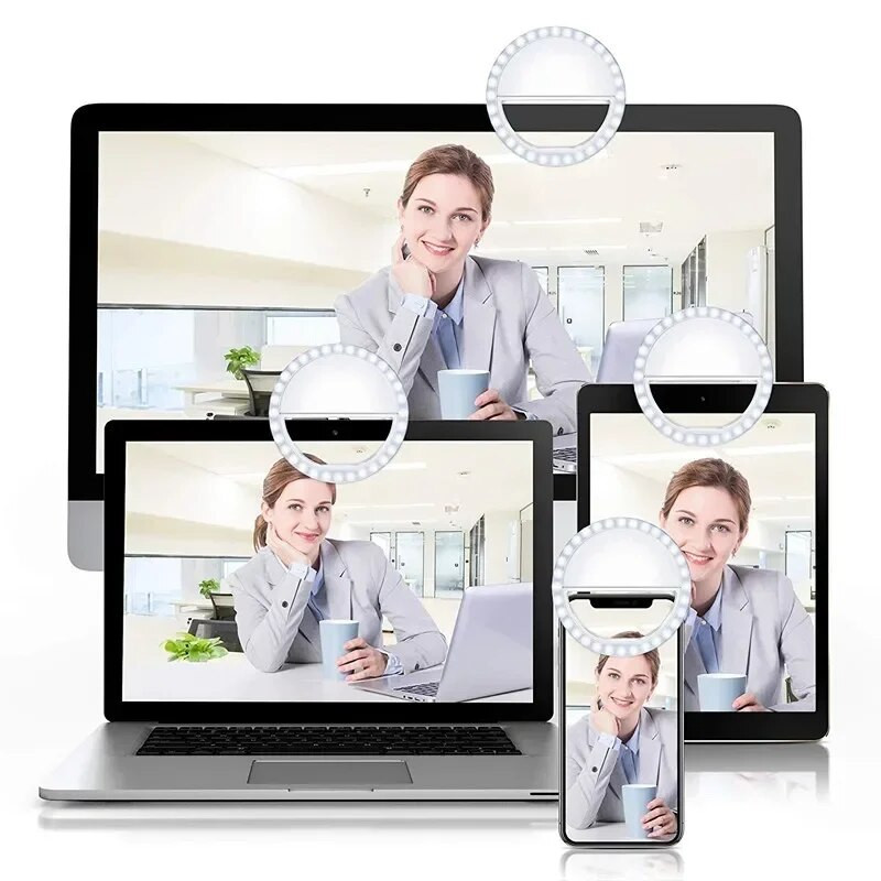 Zvana gaisma pašbildes gaisma ar klipsi iPhone tālrunim Samsung POCO tālruņa gaismas gredzens video foto lampa lukturītis aizmugures gaisma USB uzlāde