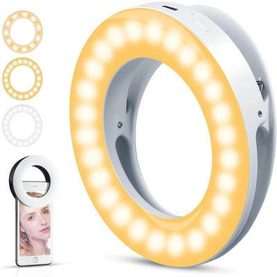 Nadogradite 3200K-6500K LED Clip Ring Light 40 LED lampa Selfie Fill Lights za iPhone Andriod mobilni telefon USB lampa za poboljšanje punjenja