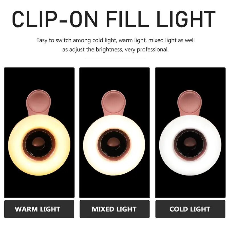 Makroobjektiiv Telefon kaamera valguslamp maniküür meik täiteobjektiivid fotograafia klamber LED sõrmus välklamp Nutitelefoni selfi