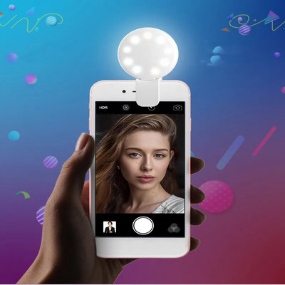 Hot Universal Selfie LED Ring Flash Light Преносим мобилен телефон LEDS Beauty Lighting Night Darkness Selfie за камера на мобилен телефон