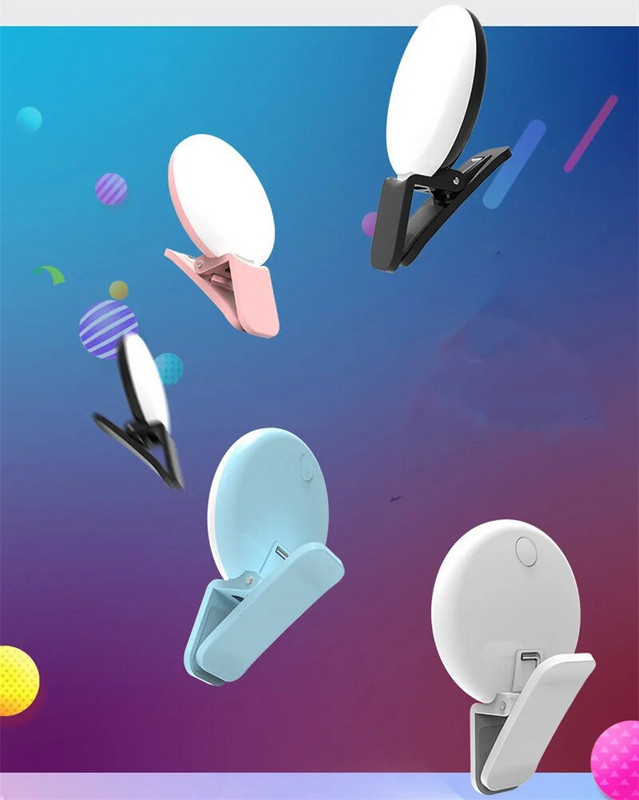 Karsts universāls pašbilde, LED gredzena zibspuldze, pārnēsājama mobilā tālruņa gaismas diodes Skaistuma apgaismojums nakts tumsas pašbilde mobilā tālruņa kamerai