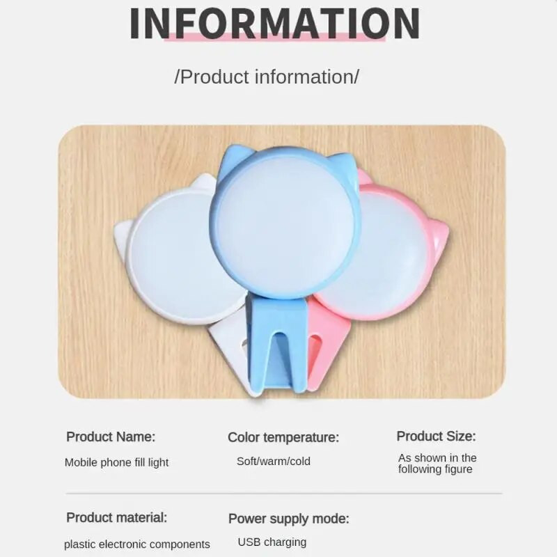 Uzlādējams tālruņa zvana gaismas LED pašbildes klips iPhone tālrunim Samsung vairāku pārnesumu regulējams tālruņa lampas pildījuma pašbildes apgaismojums