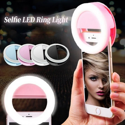 Φωτιστικό δαχτυλιδιού Selfie LED Flash Mini Ringlight για iPhone Samsung Huawei Xiaomi Phone 3 Επίπεδα φωτεινότητας Δαχτυλίδι Selfie για κορίτσια