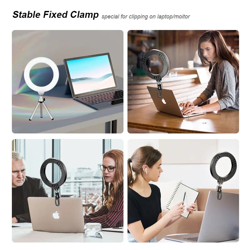 6 ιντσών Selfie Ring Light Fill Light Ringlight & Clip OR Tripod for Youtube Live Streaming Studio Video LED Dimmable Photography