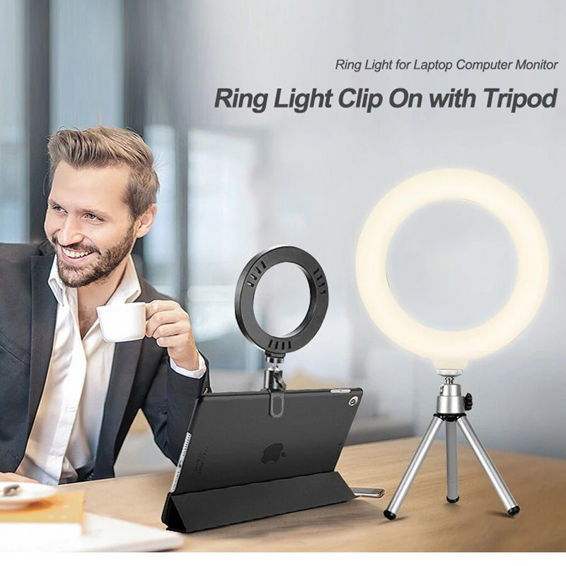 6 ιντσών Selfie Ring Light Fill Light Ringlight & Clip OR Tripod for Youtube Live Streaming Studio Video LED Dimmable Photography