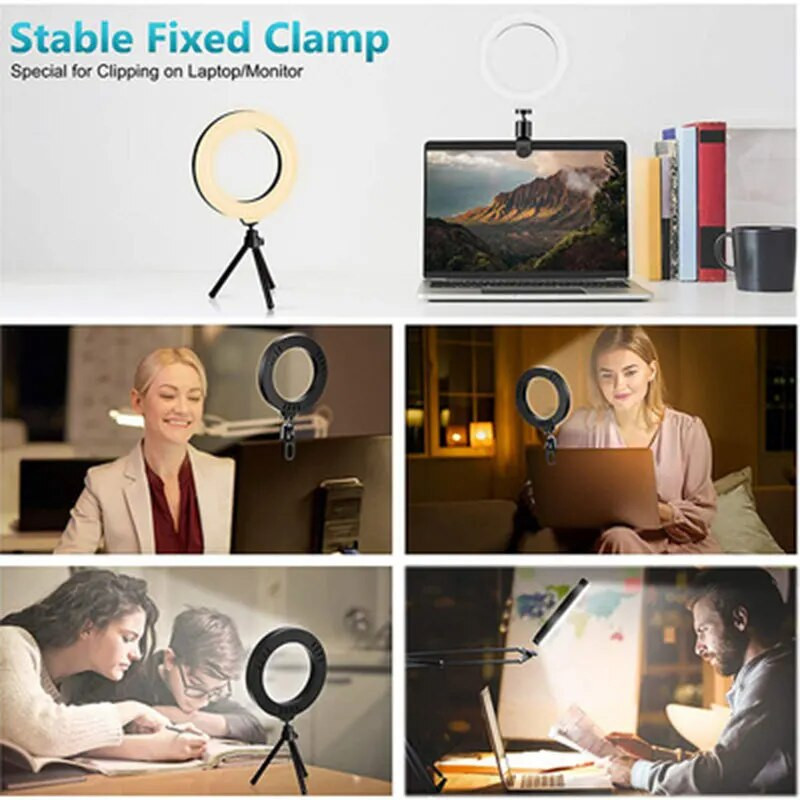 6 ιντσών Selfie Ring Light Fill Light Ringlight & Clip OR Tripod for Youtube Live Streaming Studio Video LED Dimmable Photography