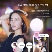 Telefon mobil portabil luminează intermitent Mini LED mic cu trei opriri Cerc pentru iluminare pentru selfie Lampă cu mărgele USB reîncărcabilă