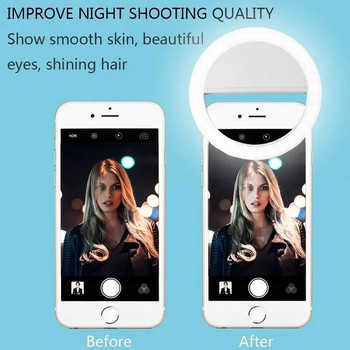 Φωτιστικό δαχτυλίδι LED με φορτιστή τηλεφώνου USB Selfie Light Συμβατό με iPhone Samsung Xiaomi Poco